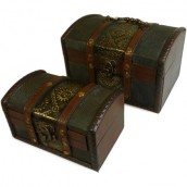 Set of 2 Extra Large Colonial Boxes - Metal Embossed