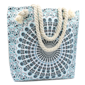 Rope Handle Mandala Bag - Sky Blue - Click Image to Close