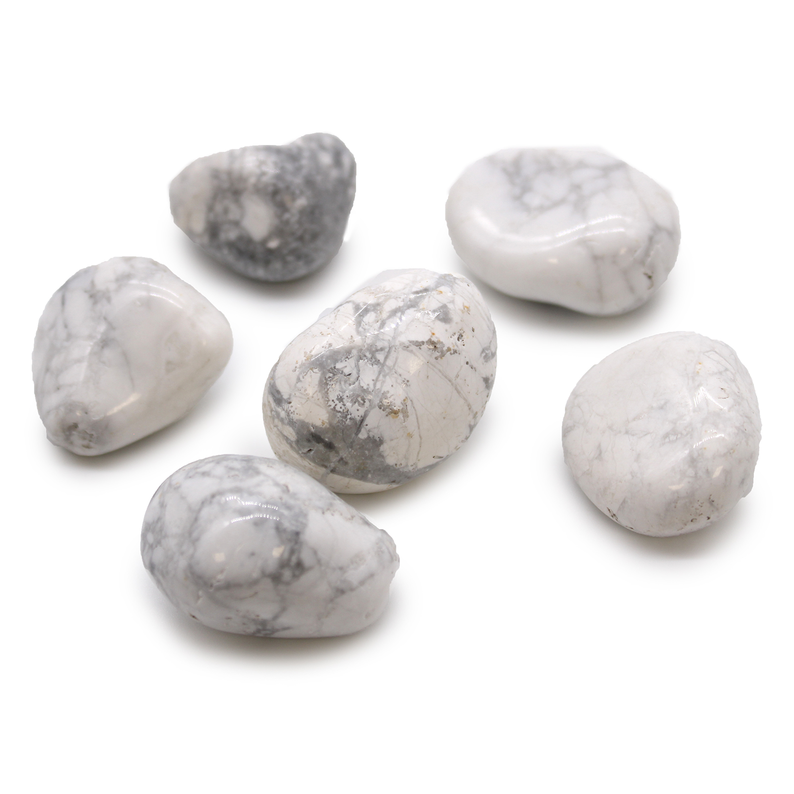 6 x Large African Tumble Stones - White Howlite - Magnesite