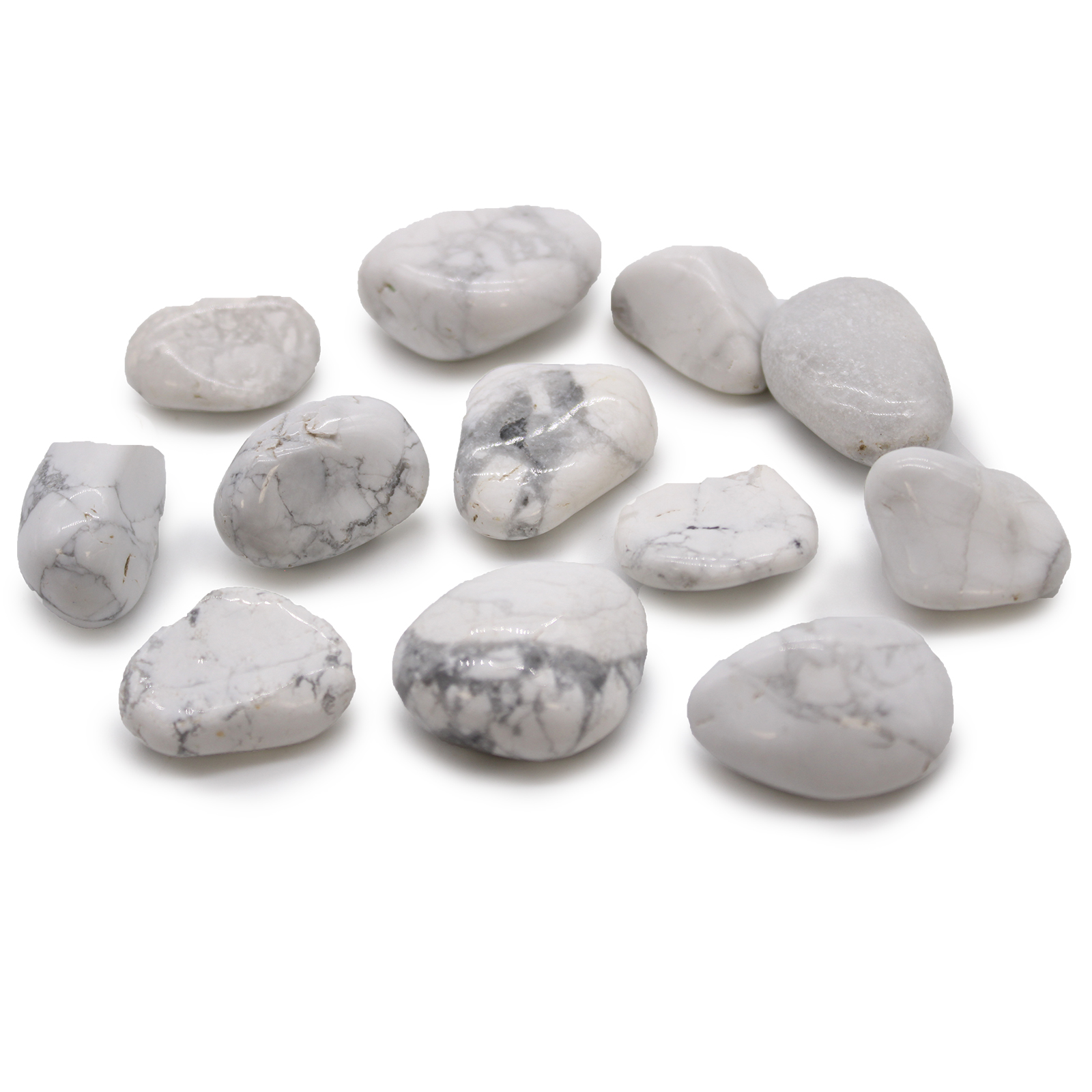12 x Medium African Tumble Stones - White Howlite - Magnesite