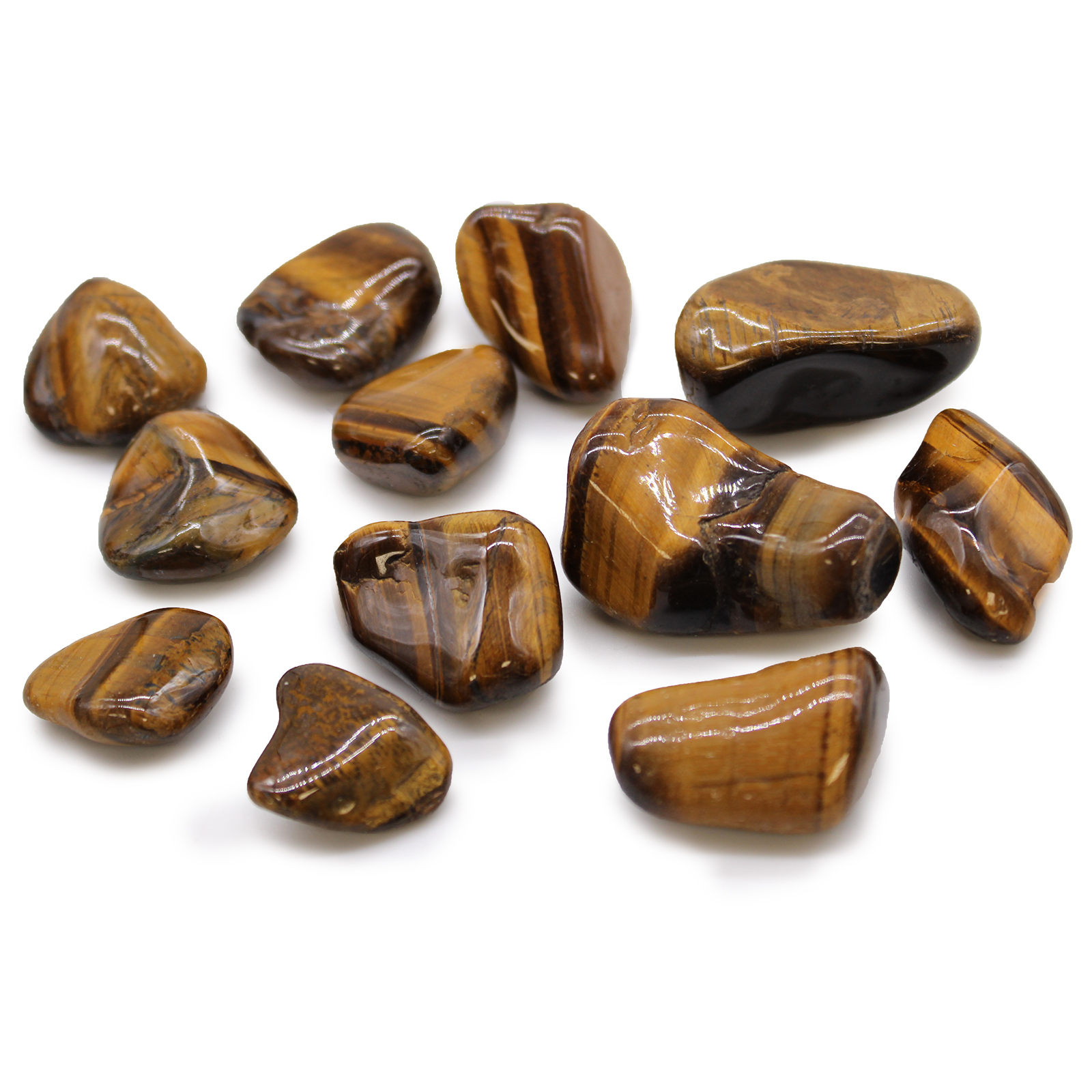 12 x Medium African Tumble Stones - Tigers Eye - Golden