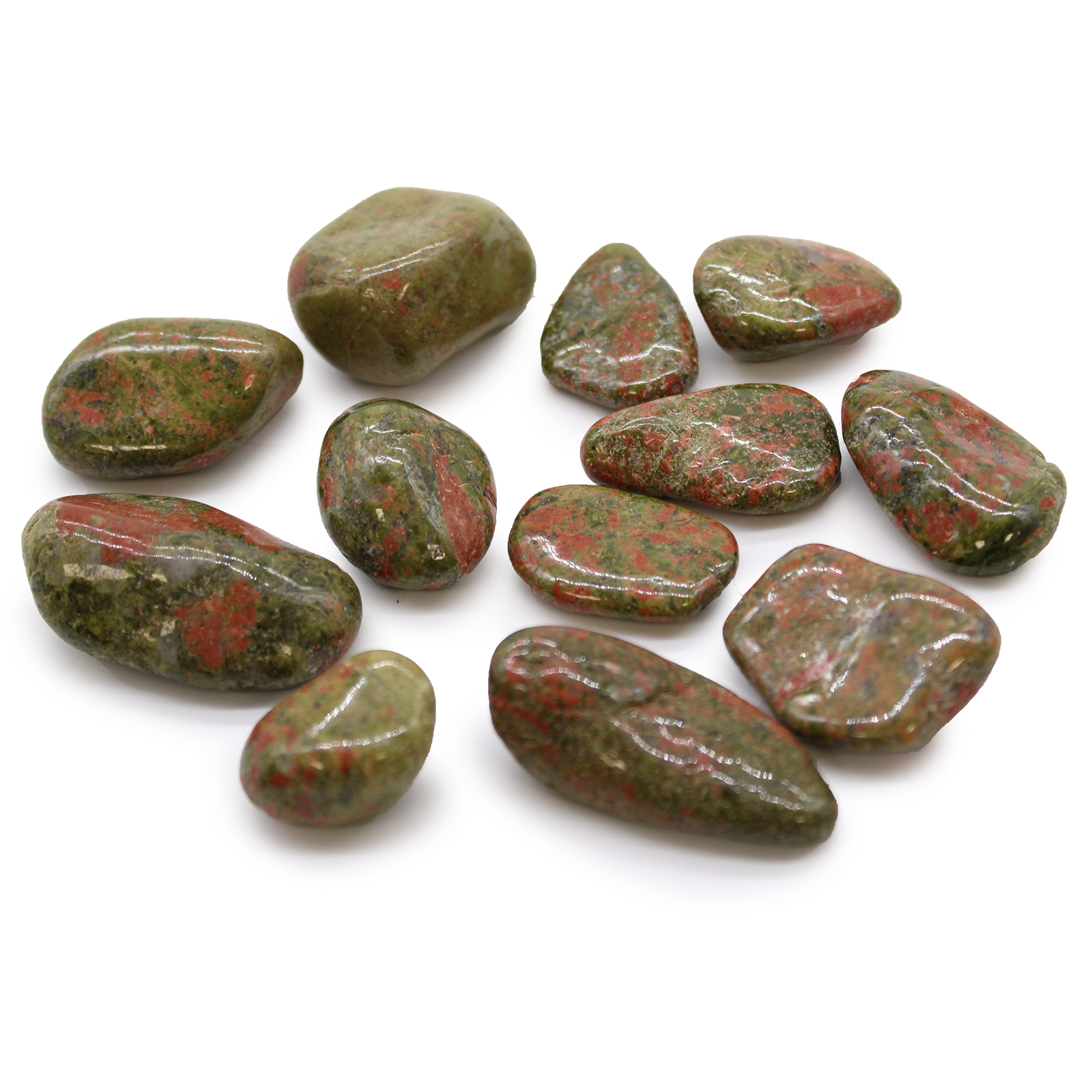 12 x Medium African Tumble Stones - Unakite