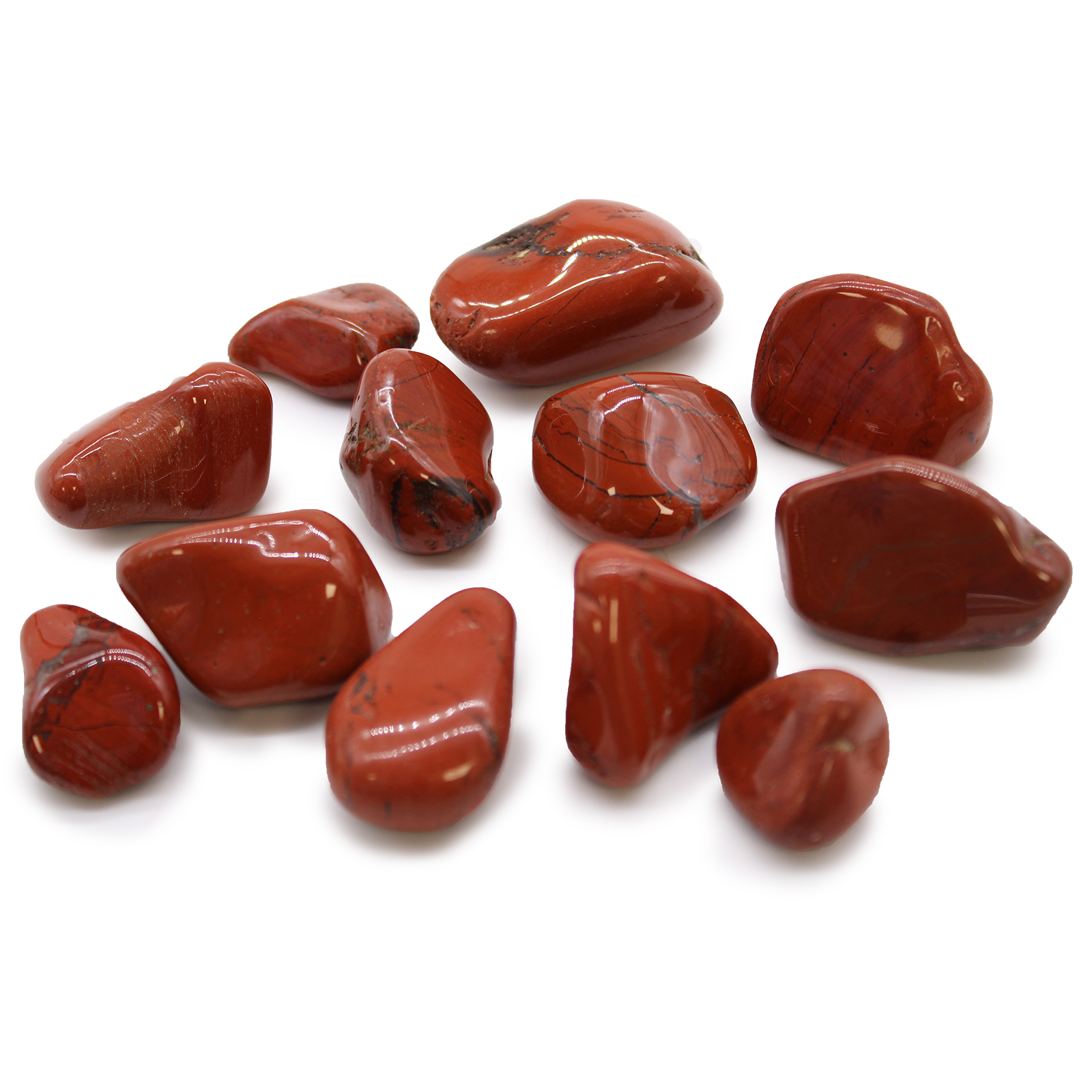 12 x Medium African Tumble Stones - Jasper - Red