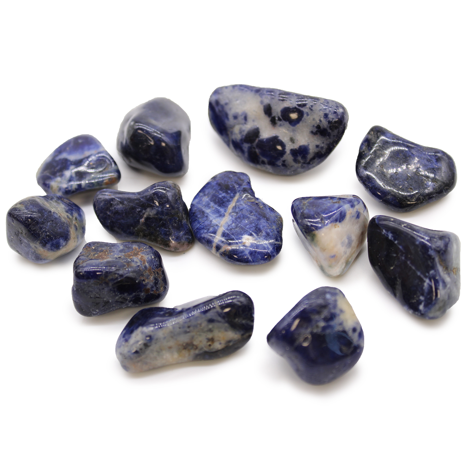 12 x Medium African Tumble Stones - Sodalite - Pure Blue