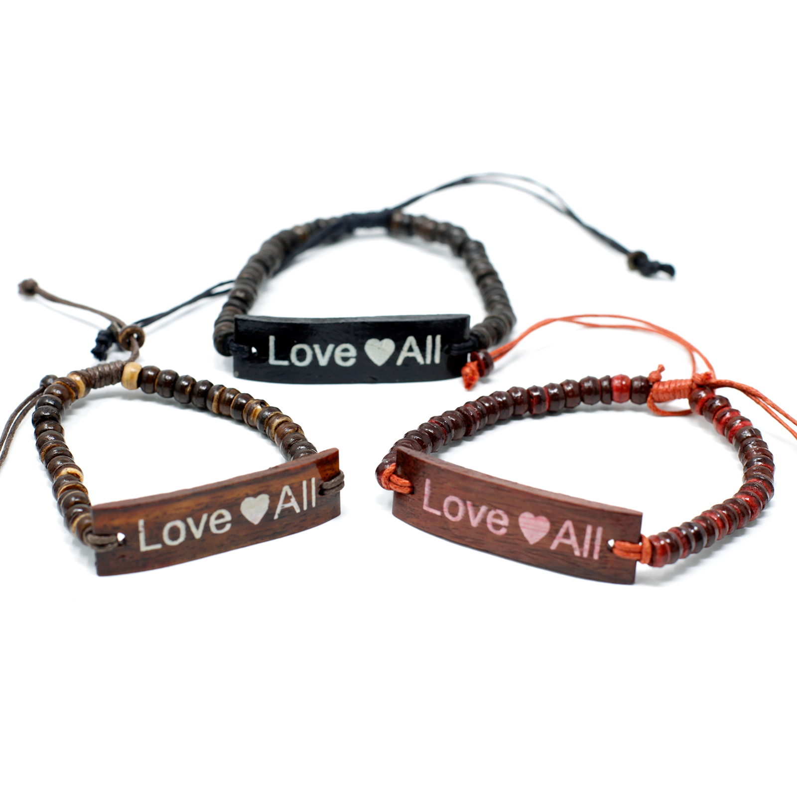 6 x Coco Slogan Bracelets - Love All