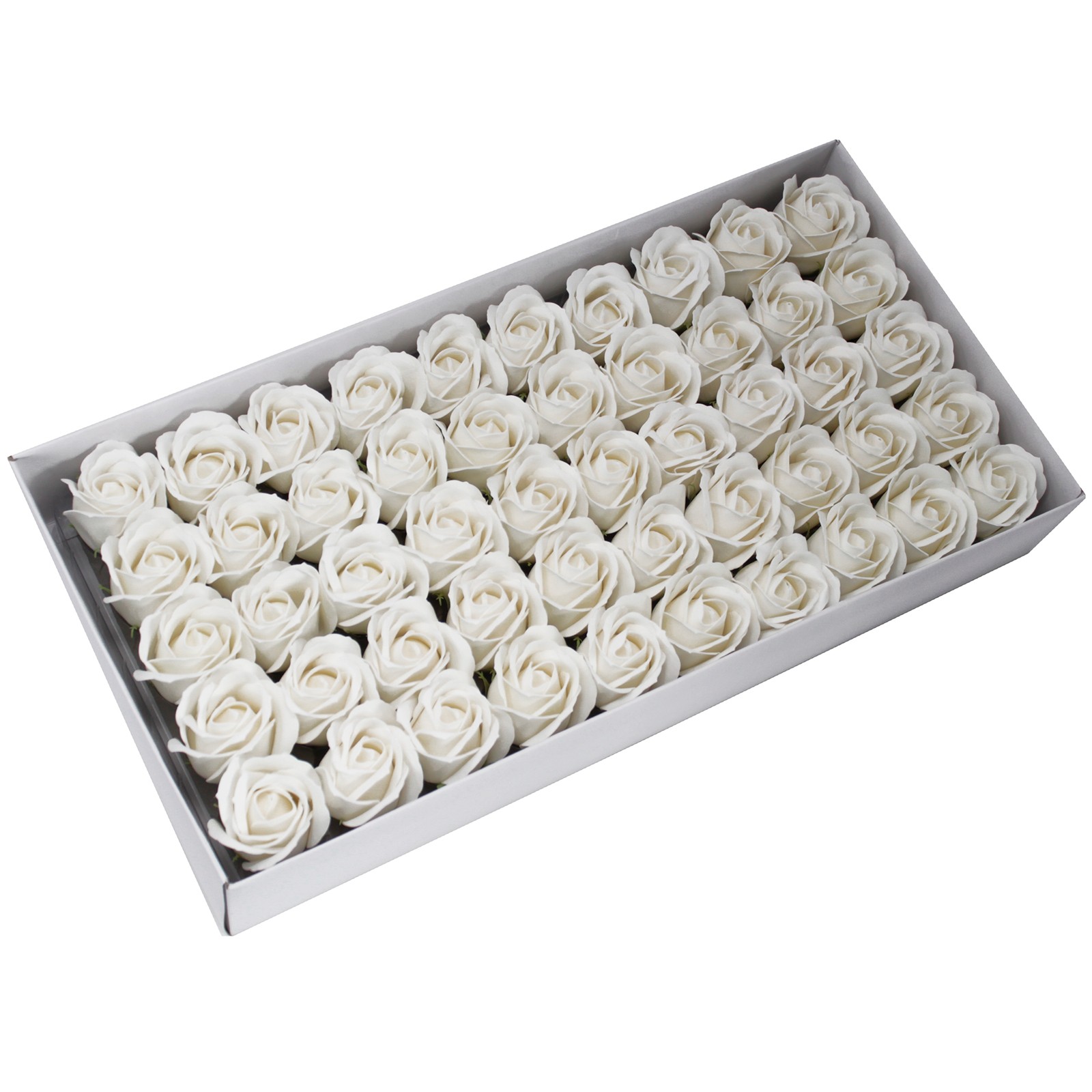 10 x Craft Soap Flowers - Med Rose - White - Click Image to Close