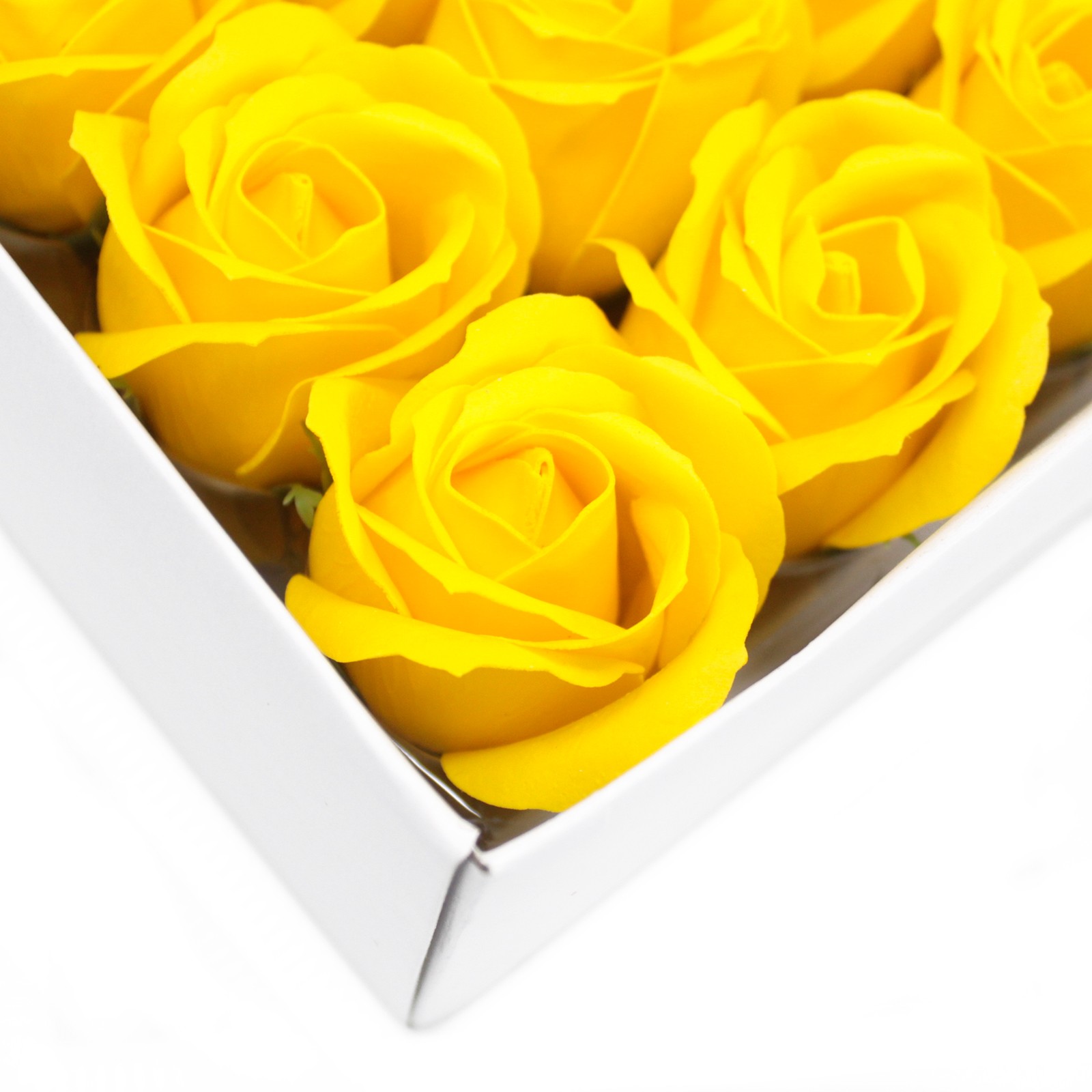 10 x Craft Soap Flowers - Med Rose - Yellow