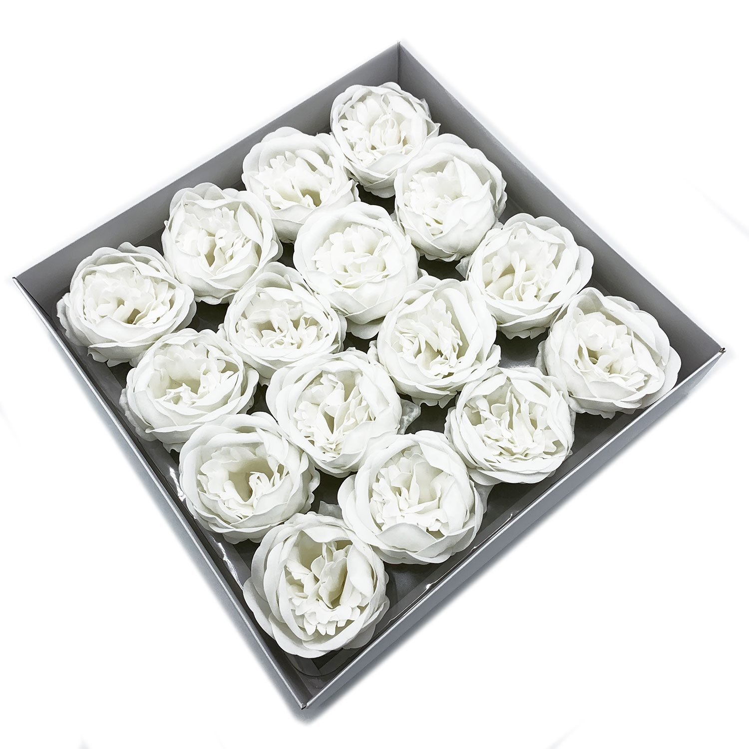 10 x Craft Soap Flowers - Ext Large Peony - White