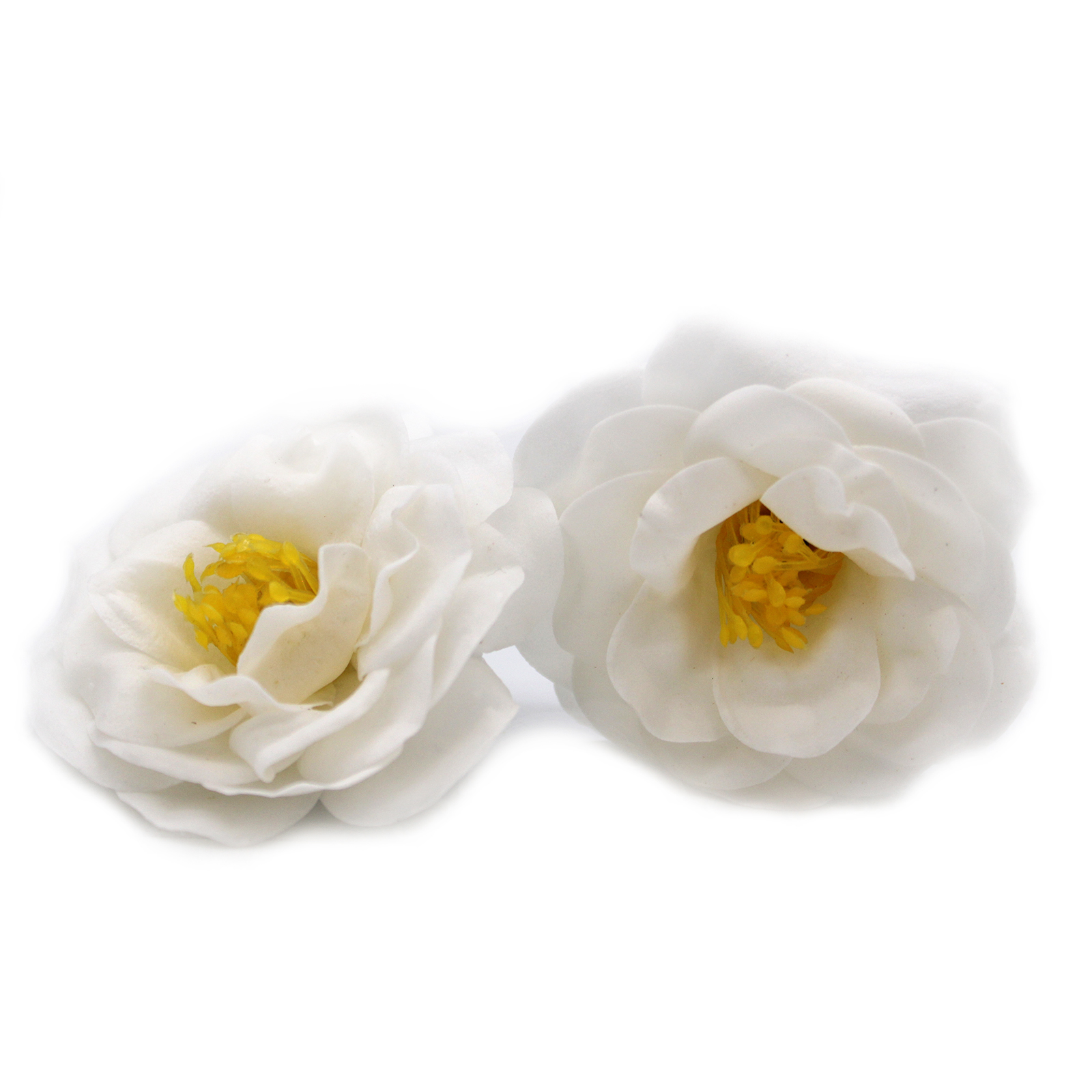 10 x Craft Soap Flowers - Camellia - White
