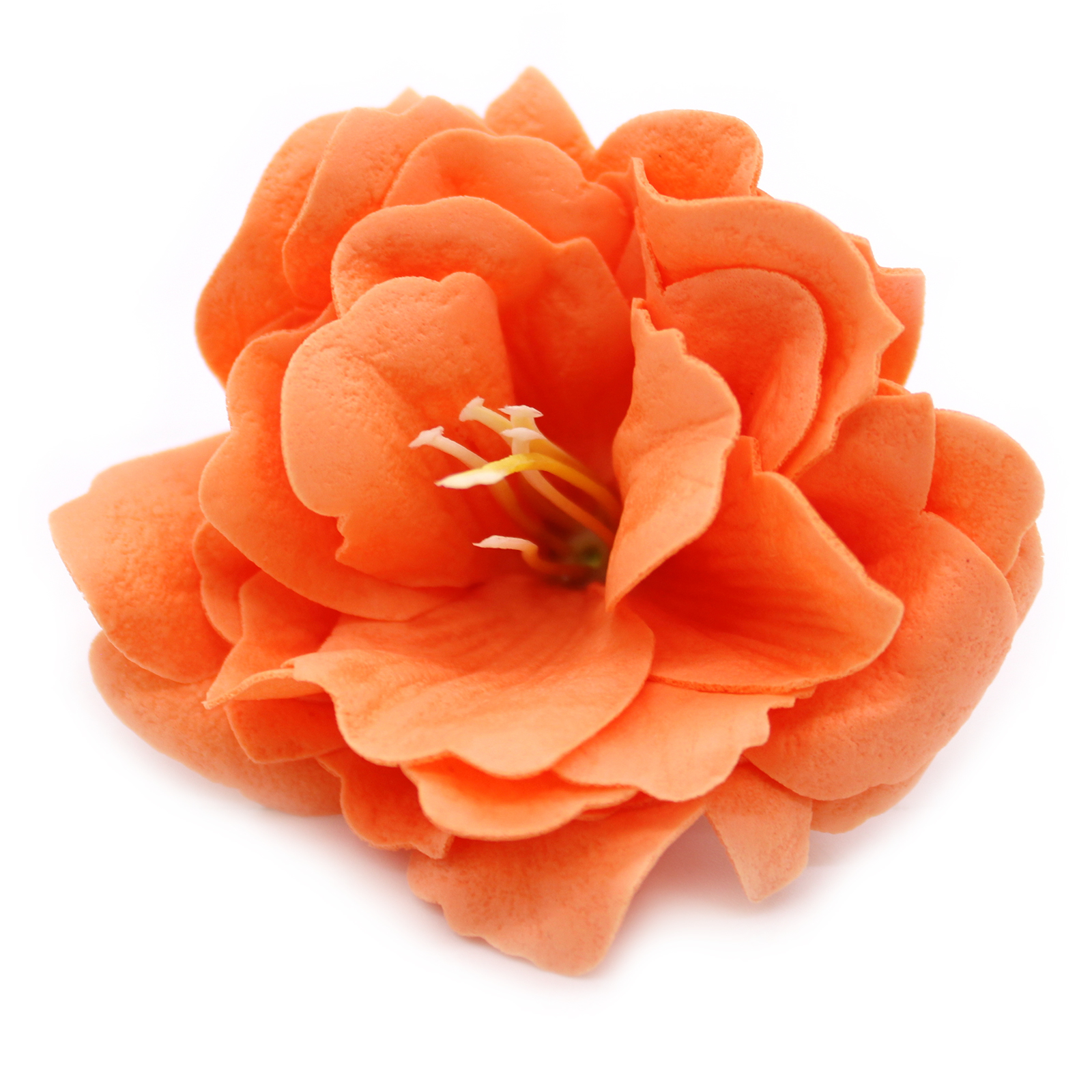 10 x Craft Soap Flowers - Small Peony - Orange