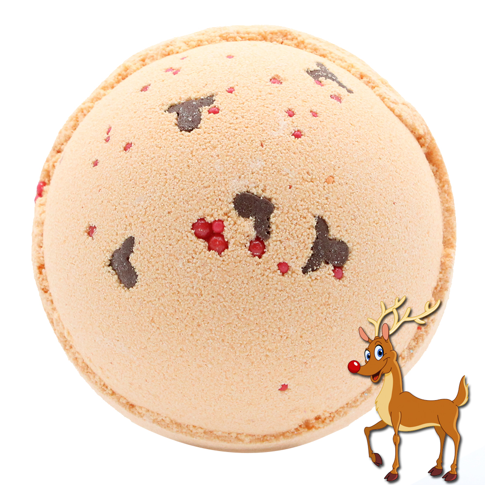 3 x Reindeer and Red Nose Bath Bombs - Toffee & Caramel
