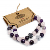 2 Gemstones Friendship Bracelets - Love- Amethyst & Rose Quartz