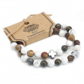 2 Gemstones Friendship Bracelets - Peace - Jasper & Howlite
