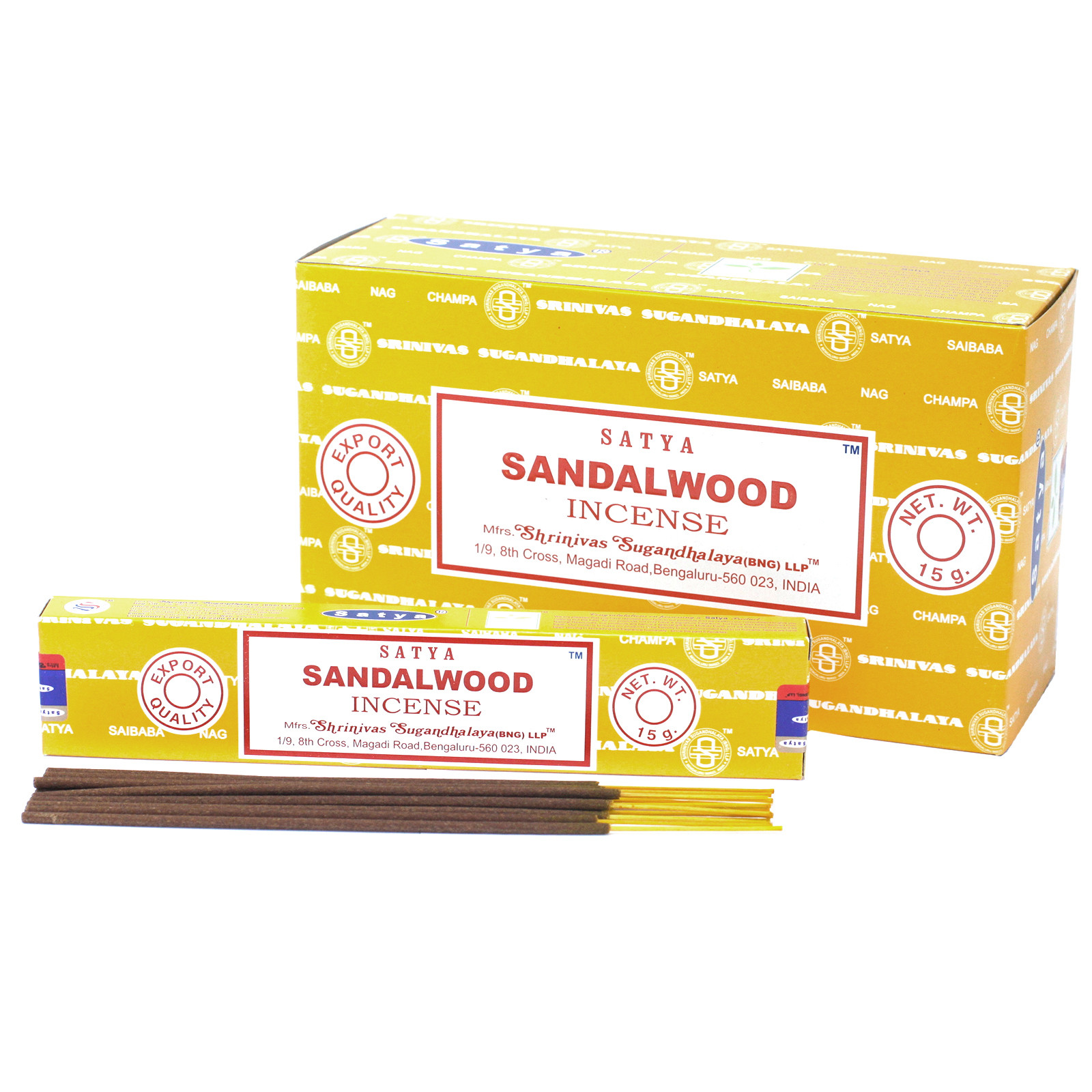 3 x 15g Packs Satya Incense Sticks - Sandalwood - Click Image to Close