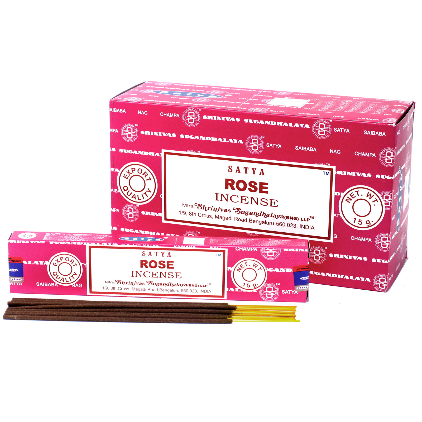 3 x 15g Packs Satya Incense Sticks - Rose