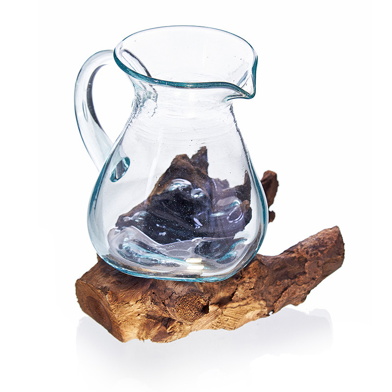 Molten Glass on Wood- Water Jug