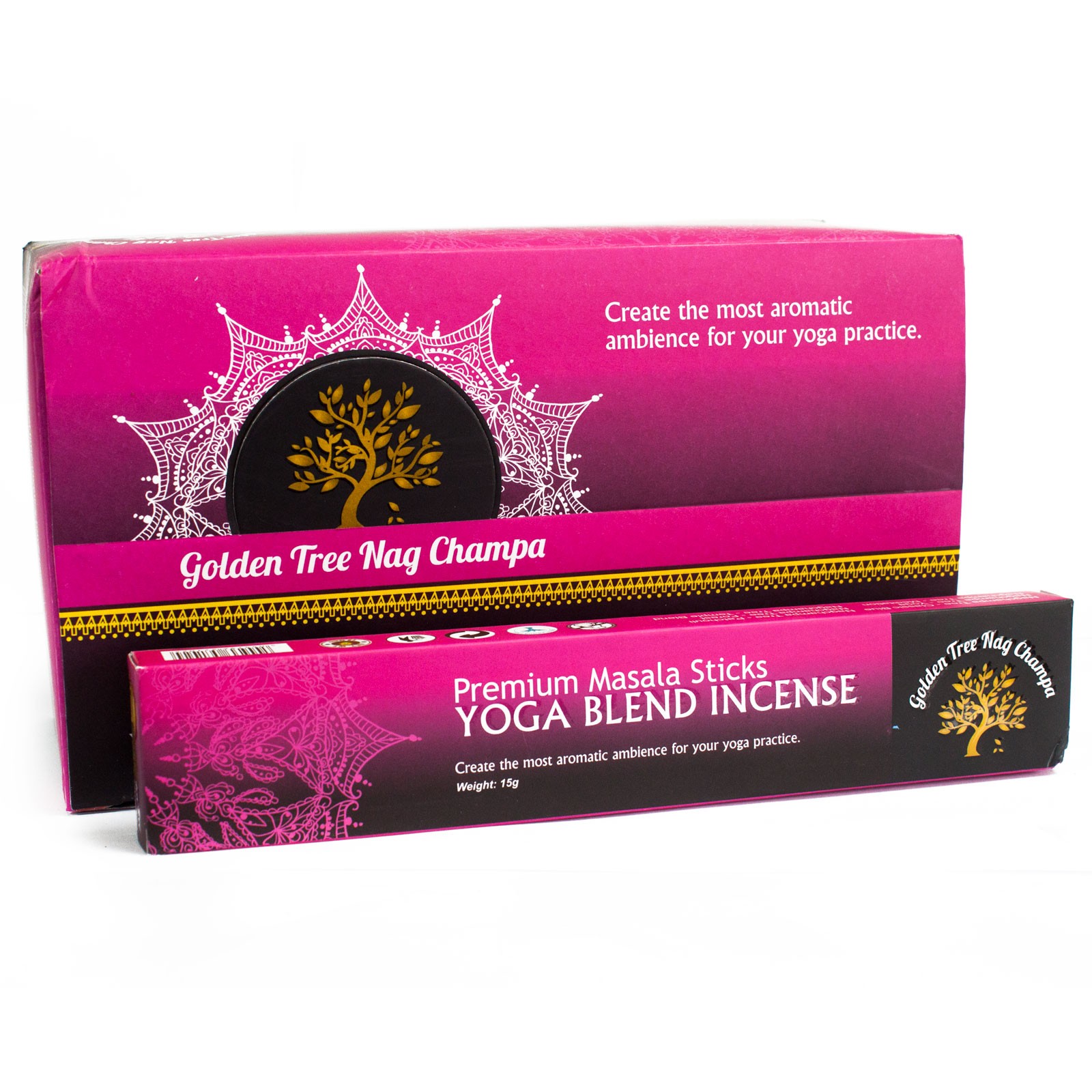 4 x Packs Golden Tree Nag Champa Incense - Yoga Blend