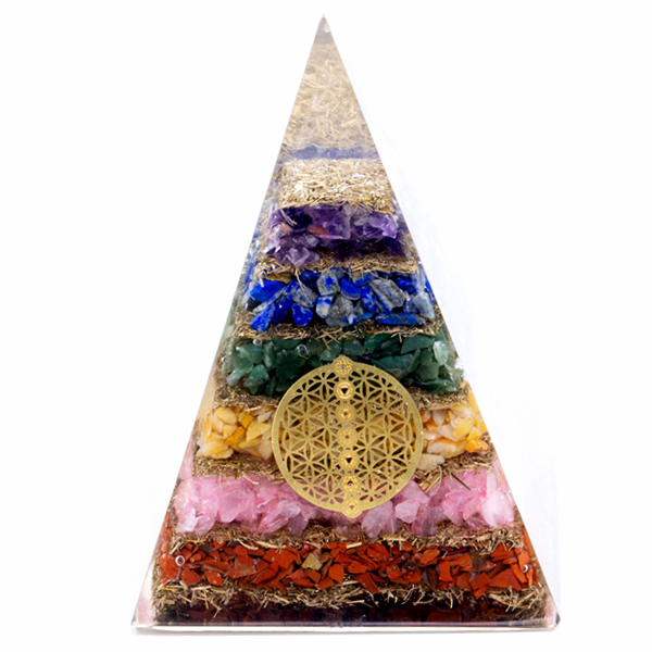 Orgonite Pyramid - Seven Chakra Flower of Life