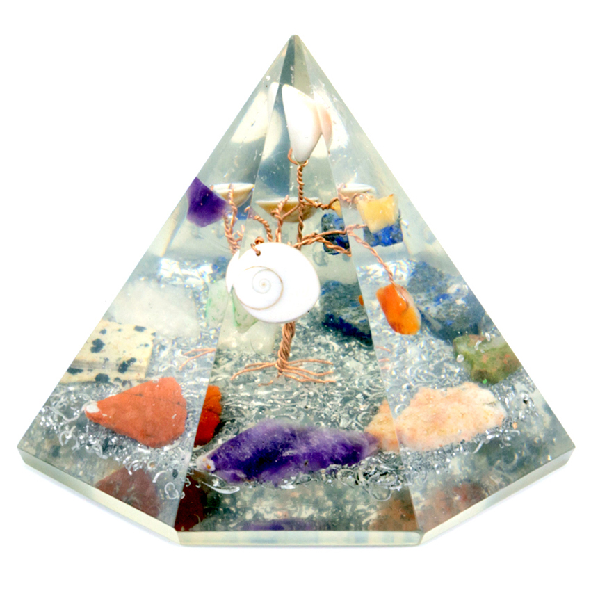 Orgonite 7 sided Pyramid - Gemstone Wisdom Tree