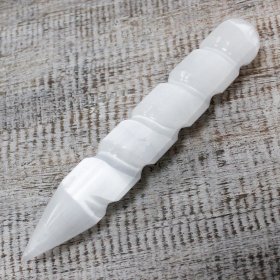 Selenite Spiral Wand - 16cm - Point One End