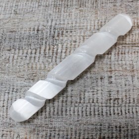 Selenite Spiral Wand - 16cm - Round Both Ends