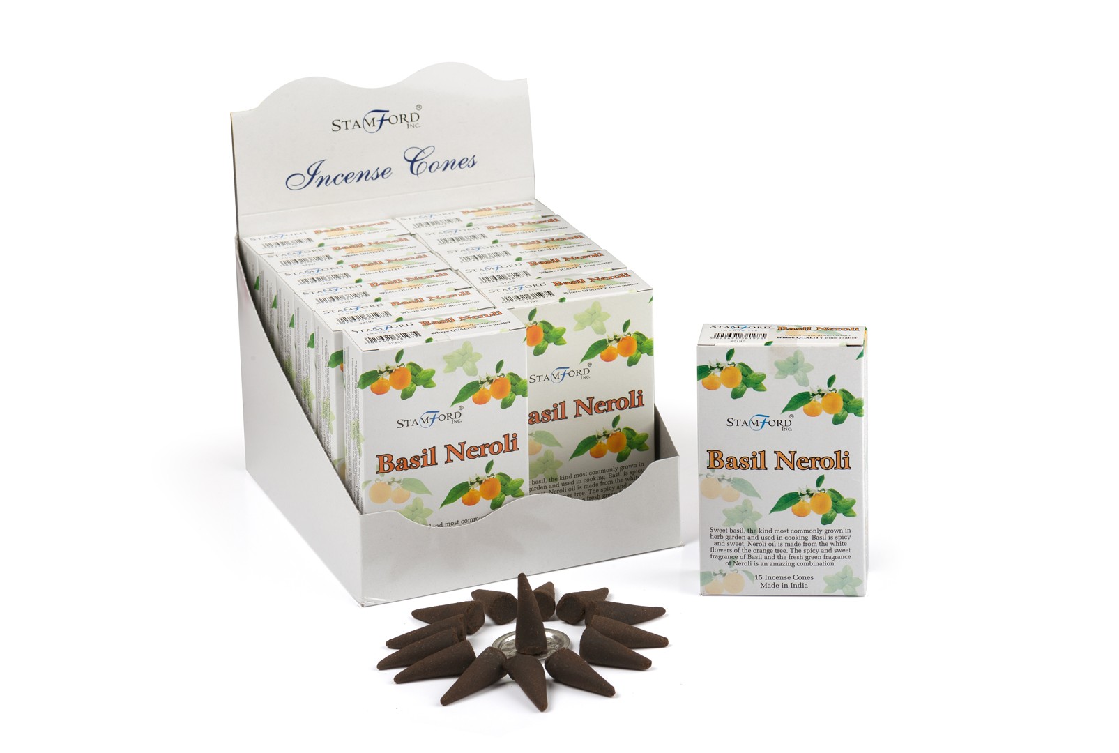5 x Packs Premium Incense Cones - Basil & Neroli