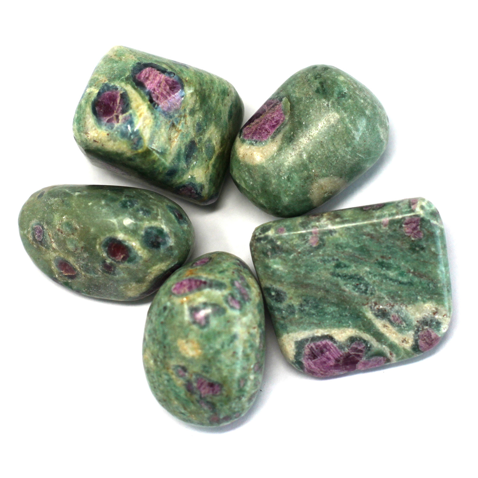 4 x Premium Tumble Stones - Ruby with Fuchsite