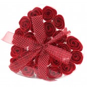 24 Soap Flowers in Heart Shaped Box - Red Roses - Click Image to Close