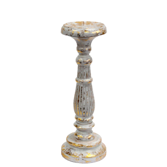 Medium Candle Stand - White & Gold - Click Image to Close
