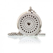 Aromatherapy Diffuser Necklace - Diamonds and Heart 30mm - Click Image to Close