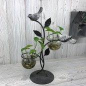 Hydroponic Home Decor - Two Pots and Bird - Click Image to Close