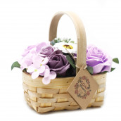 Medium Lilac Bouquet in Wicker Basket - Click Image to Close