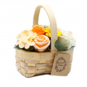 Medium Orange Bouquet in Wicker Basket - Click Image to Close