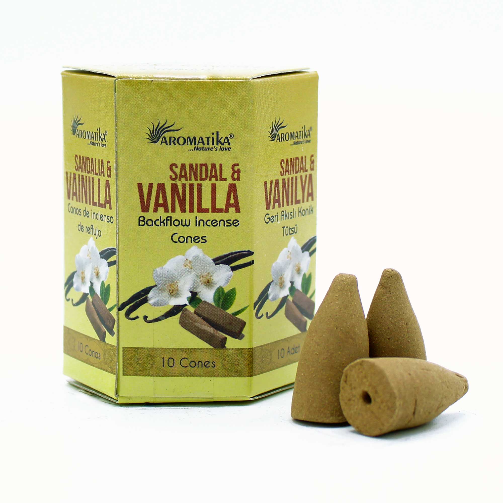 3 x Packs of 10 Masala Backflow Incense - Sandalwood & Vanilla - Click Image to Close