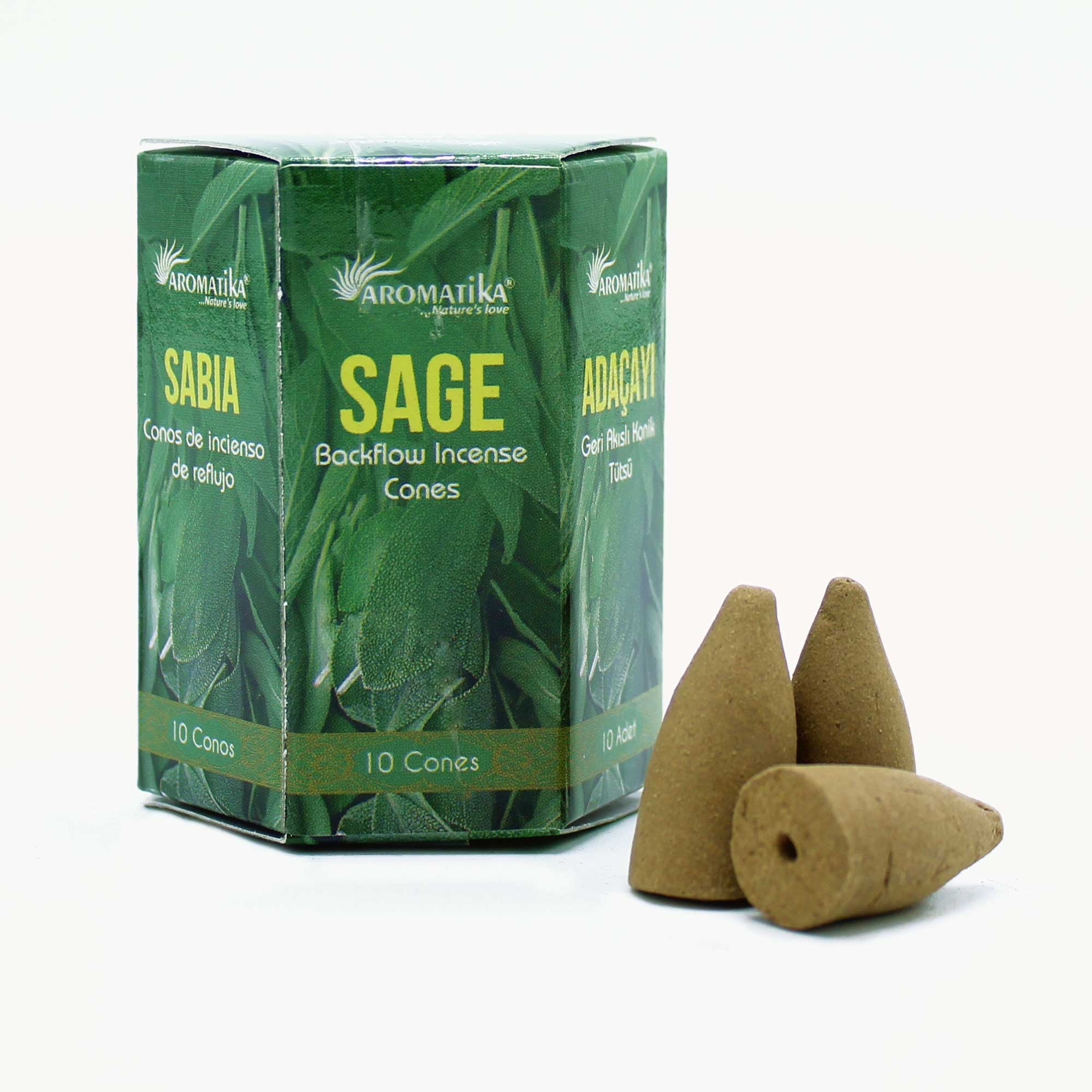 3 x Packs of 10 Masala Backflow Incense Cones - Sage - Click Image to Close