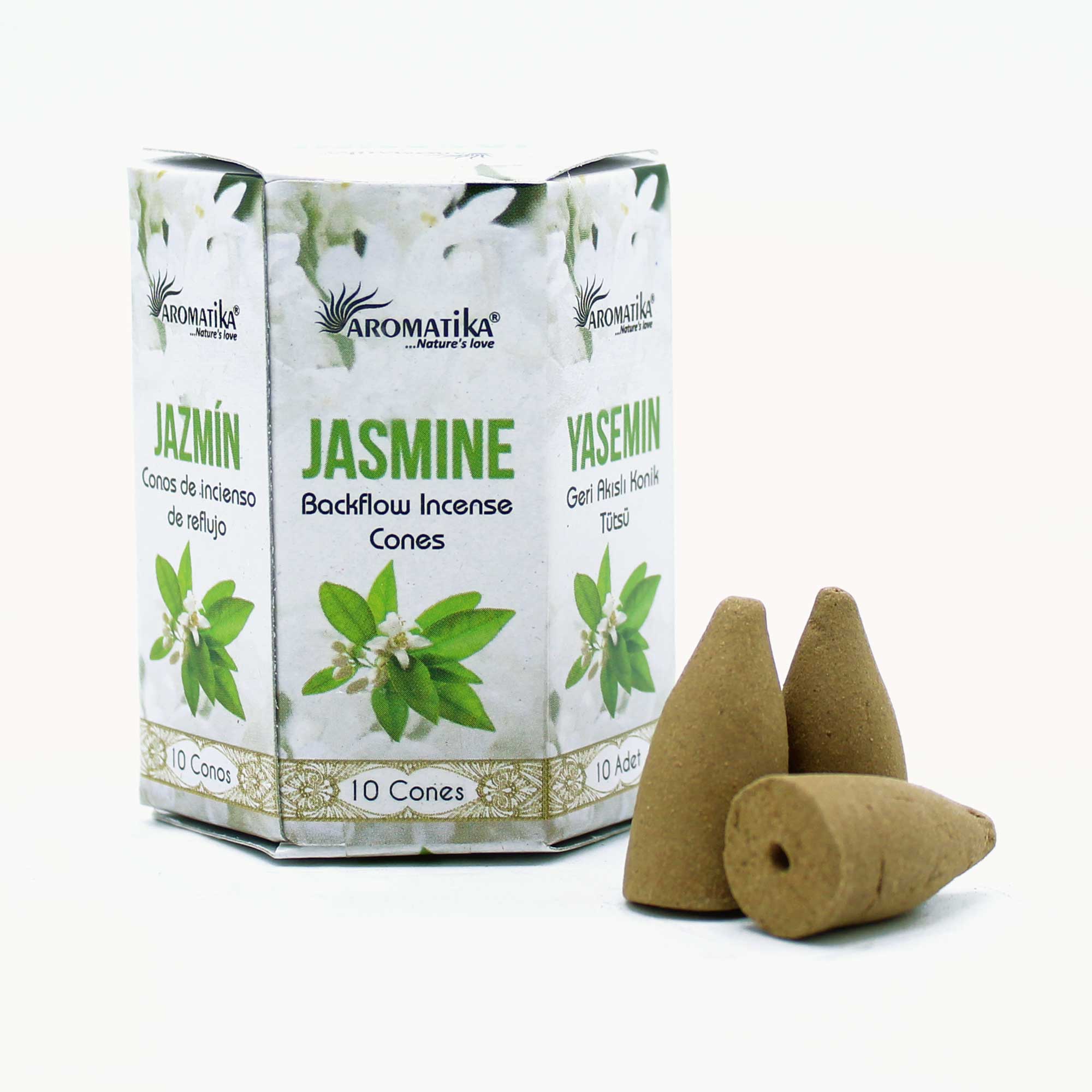 3 x Packs 10 Masala Backflow Incense Cones - Jasmine - Click Image to Close