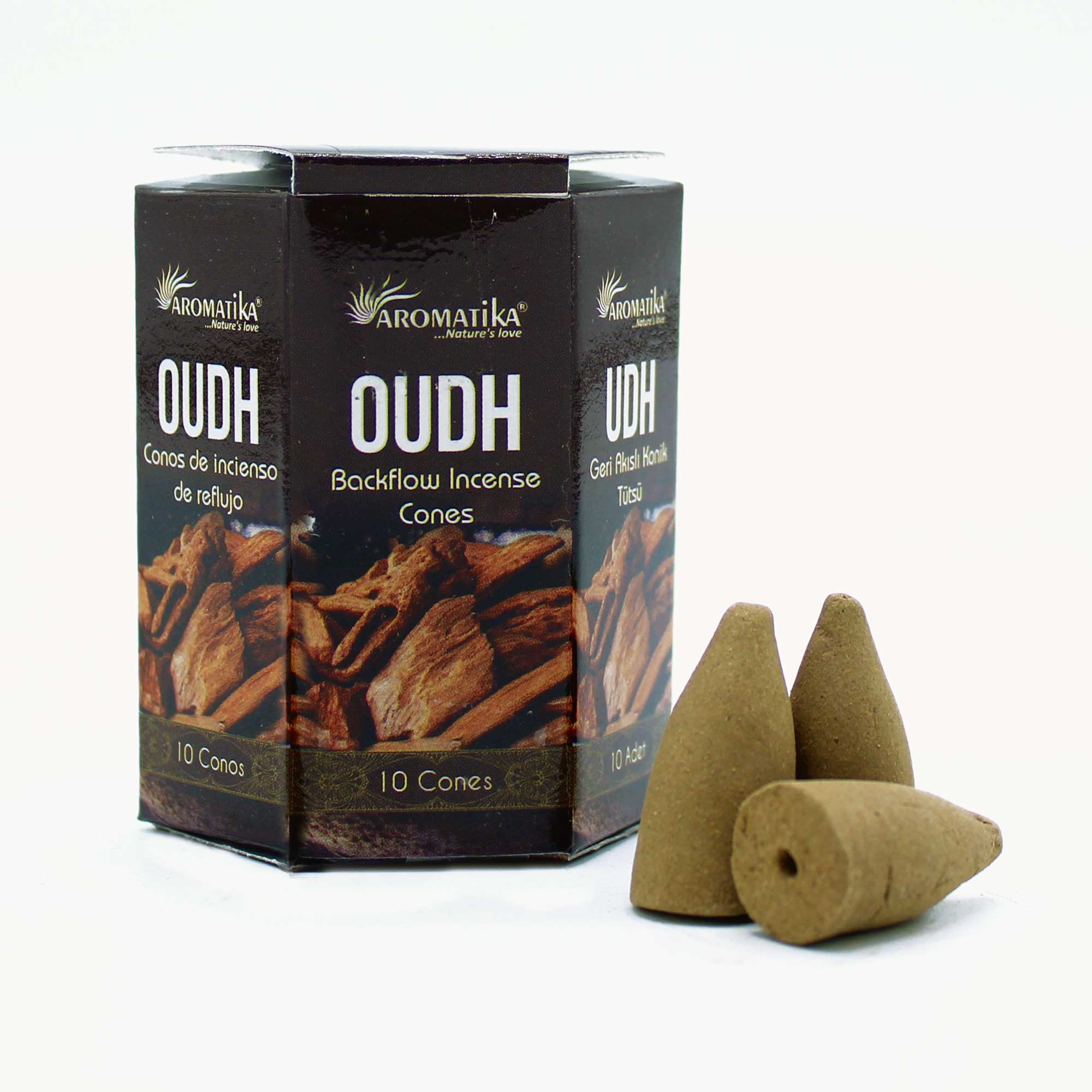 3 x Packs of 10 Masala Backflow Incense Cones - Oudh - Click Image to Close