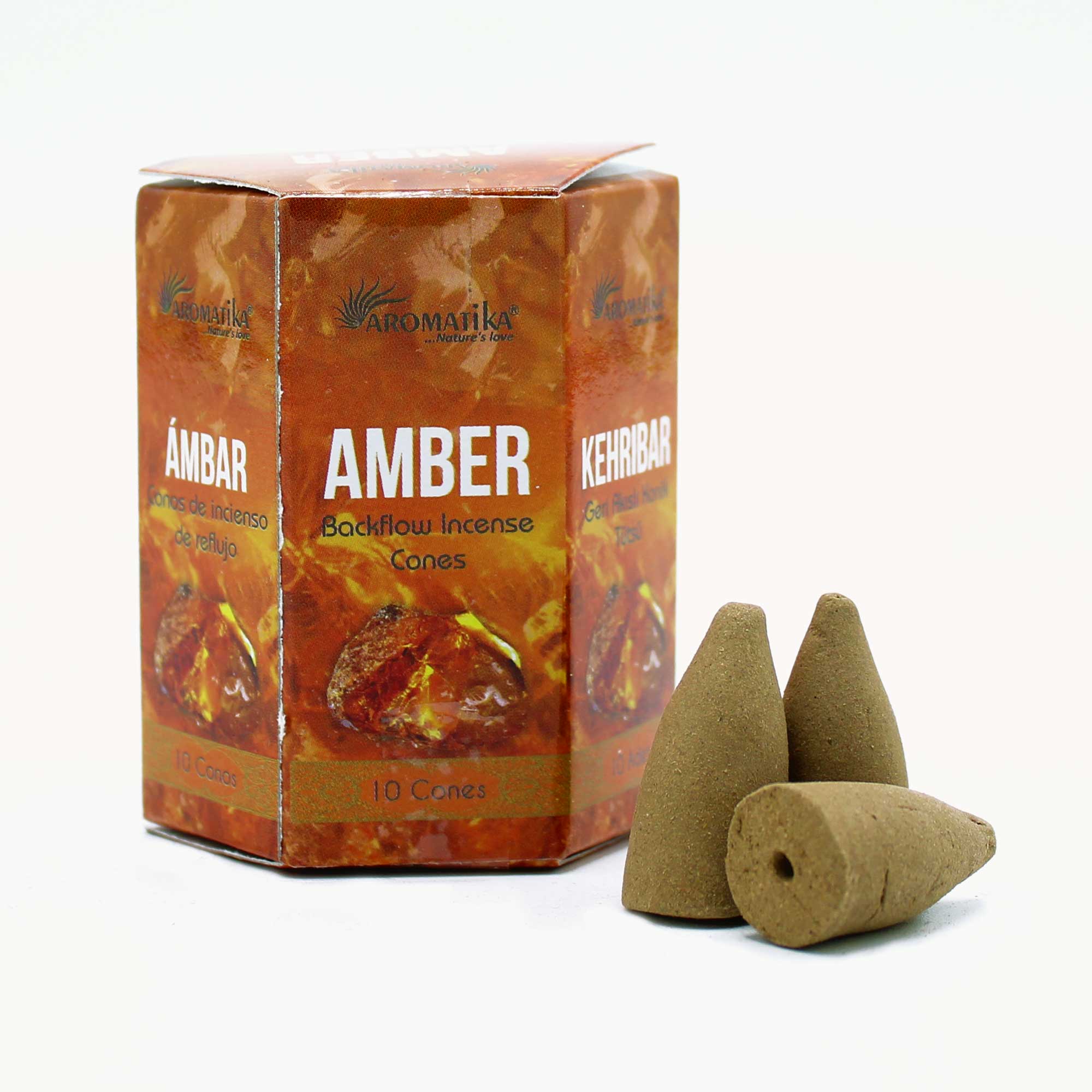 3 x Packs 10 Masala Backflow Incense Cones - Amber - Click Image to Close