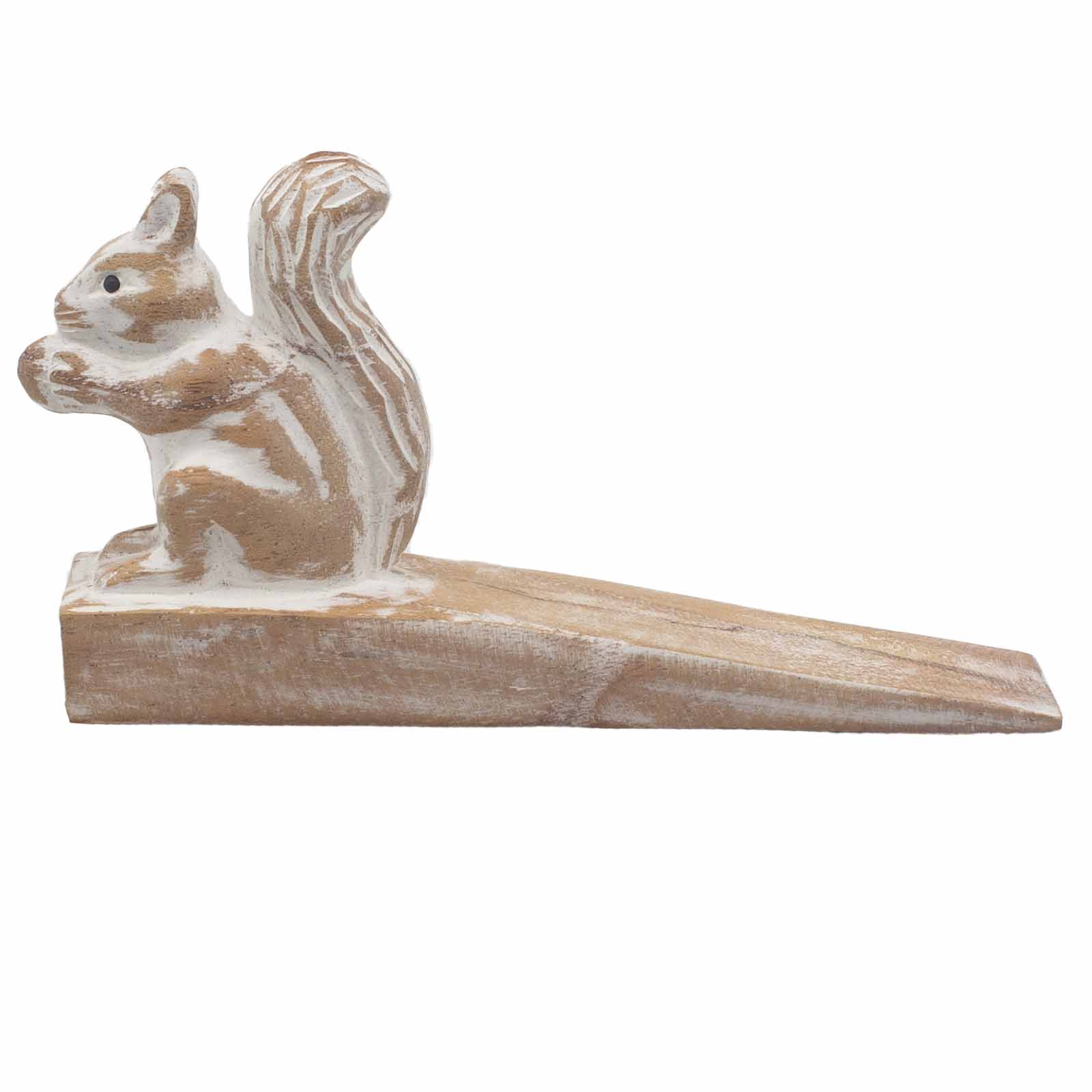 Handcarved Wooden Doorstop - Squirrel - Click Image to Close