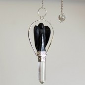 Angel Pendulum with Ring - Black Agate - Click Image to Close