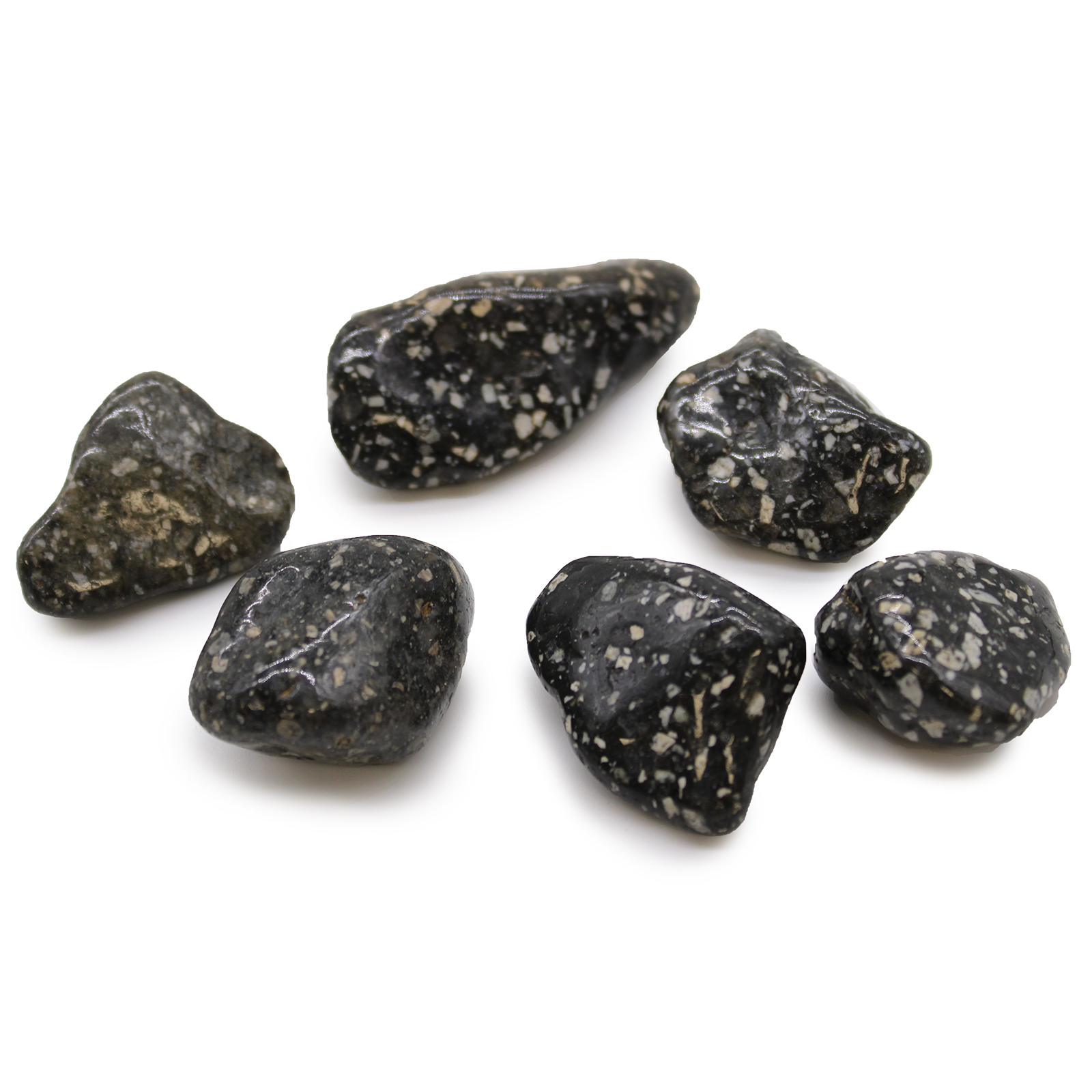 6 x Large African Tumble Stones - Guinea Fowl - Click Image to Close