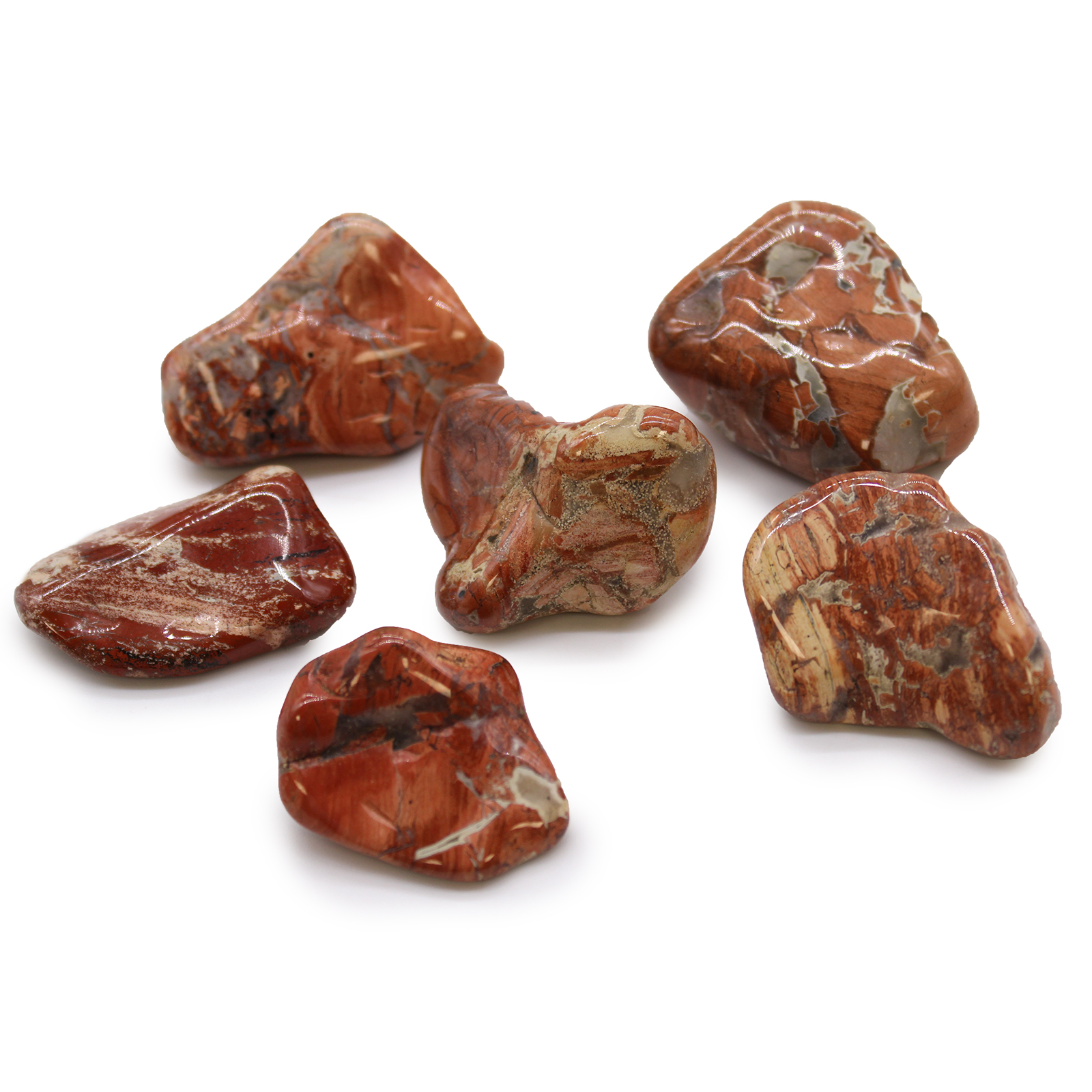 6 x Large African Tumble Stones - Light Jasper - Brecciated - Click Image to Close