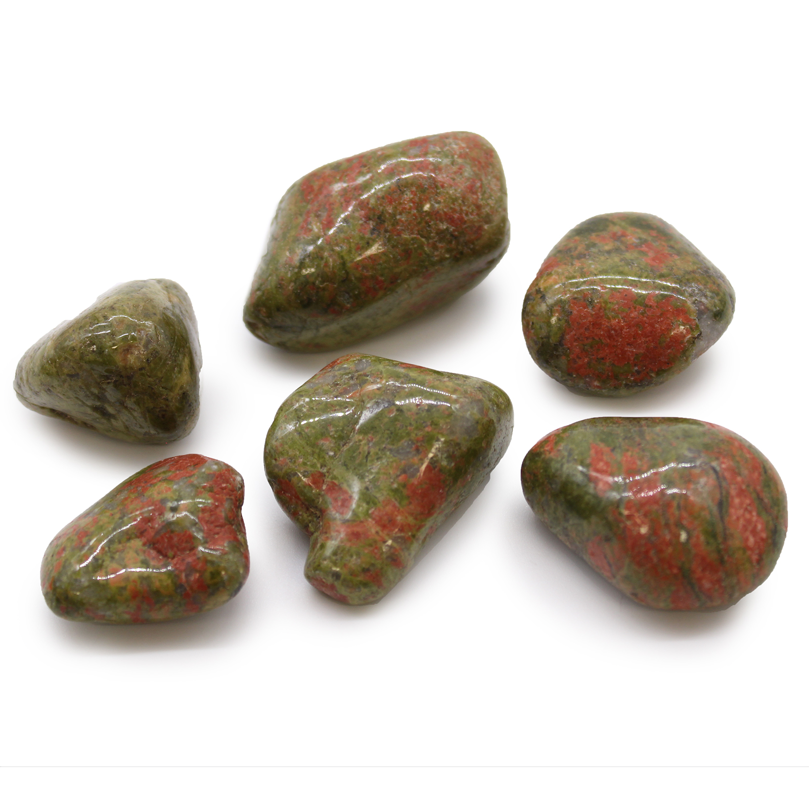 6 x Large African Tumble Stones - Unakite