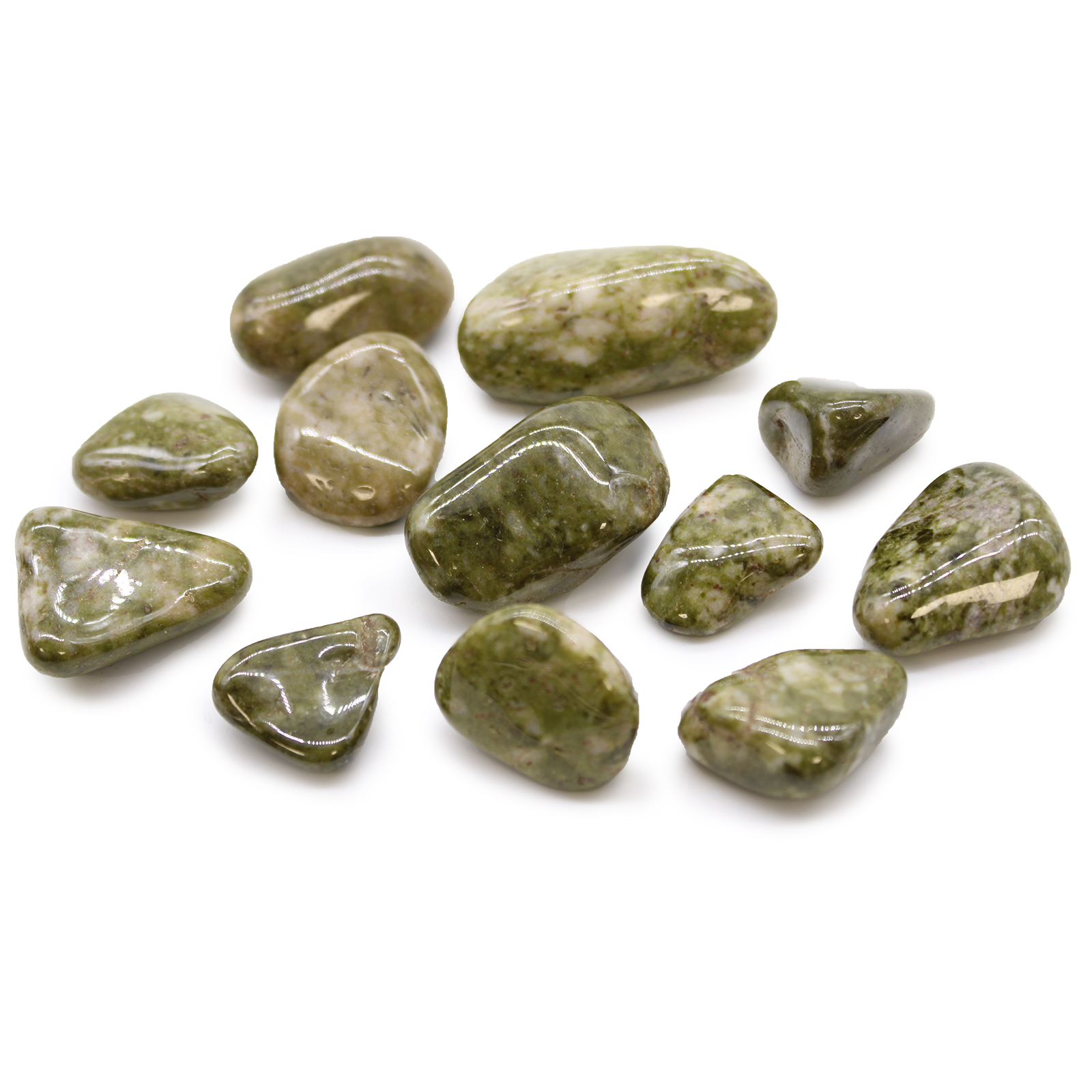 12 x Medium African Tumble Stones - Epidote Snowflake - Click Image to Close