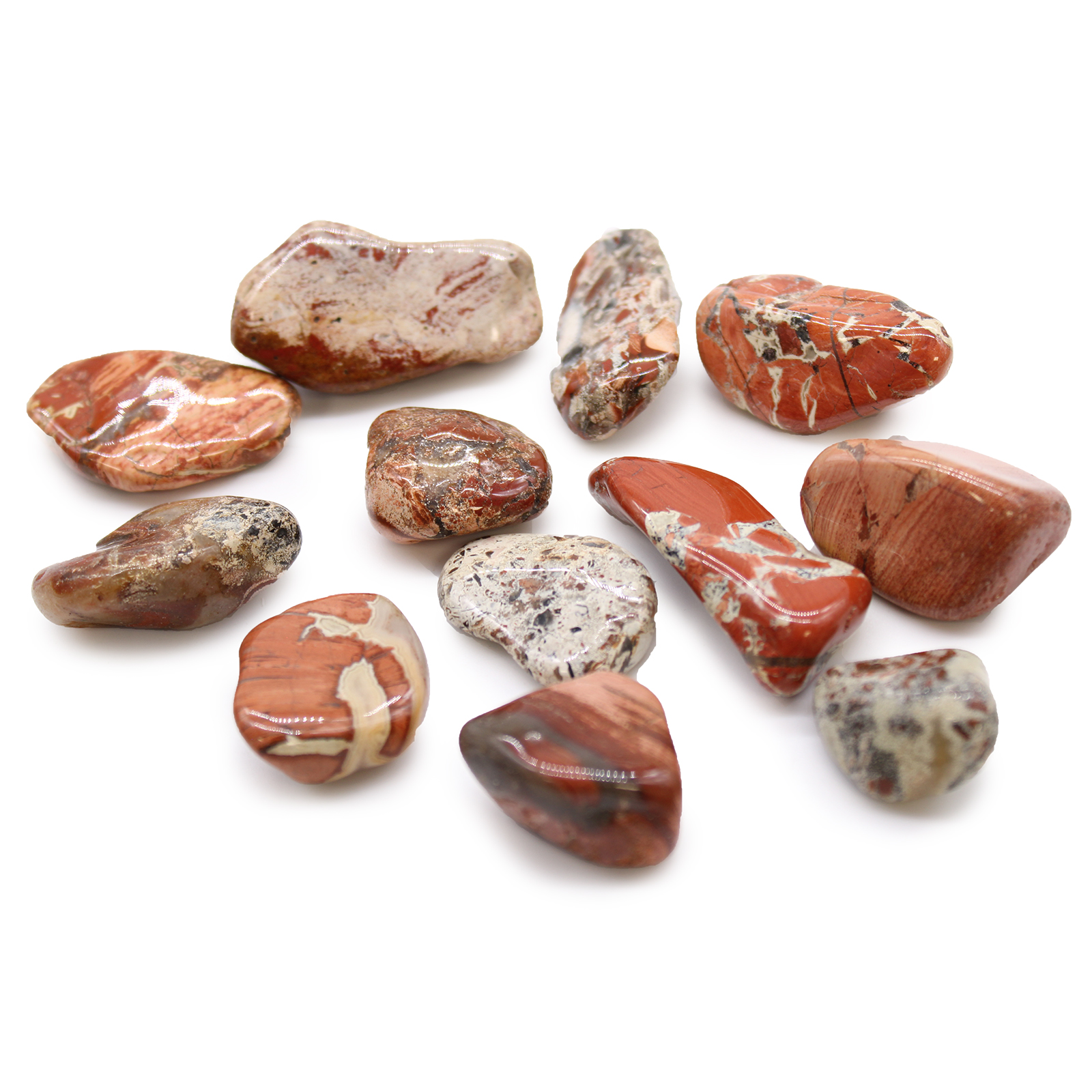 12 x Medium African Tumble Stones - Light Jasper - Brecciated - Click Image to Close