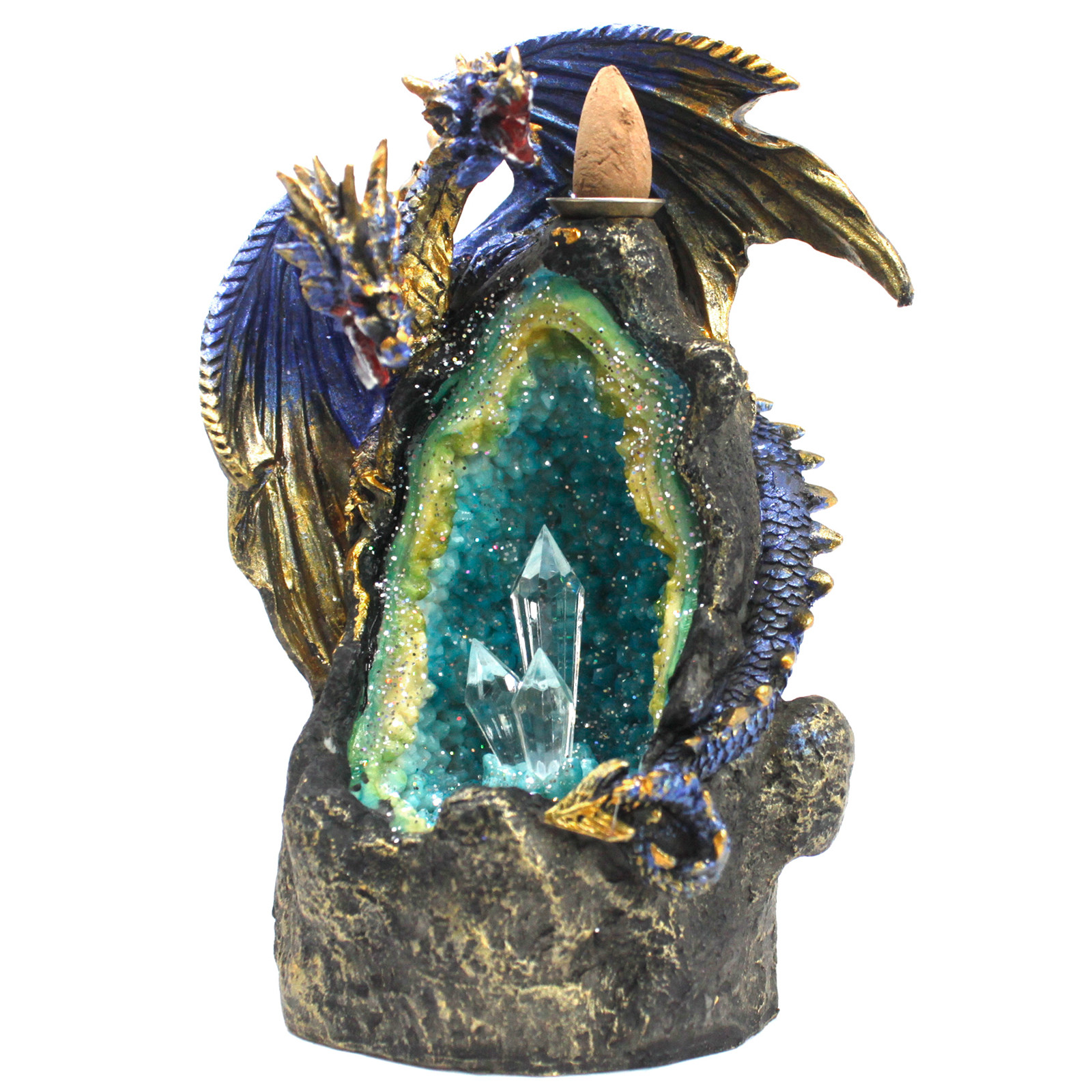 Backflow Incense Burner - Dragon with Crystal Cave LED - Click Image to Close
