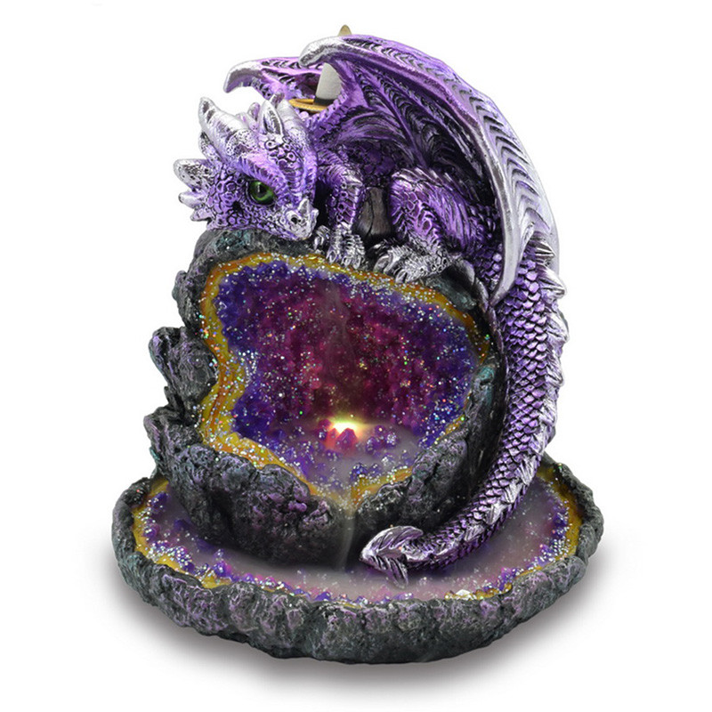 Backflow Incense Burner - Crystal Cave Purple Dragon LED - Click Image to Close