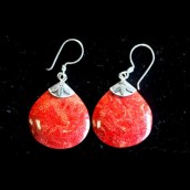 Ball Drop Coral Earrings - Click Image to Close