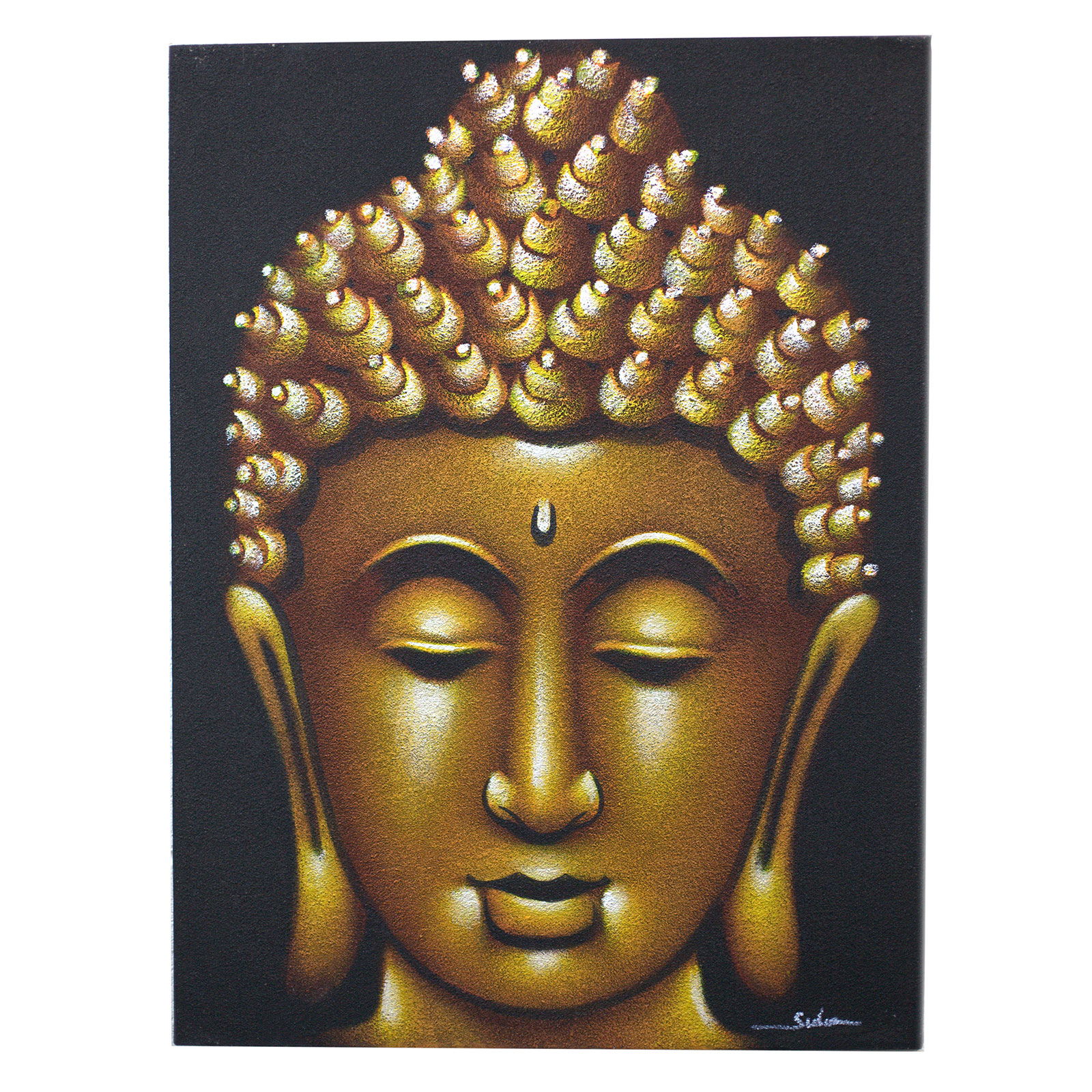 Buddha Painting - Gold Sand Finish - Click Image to Close