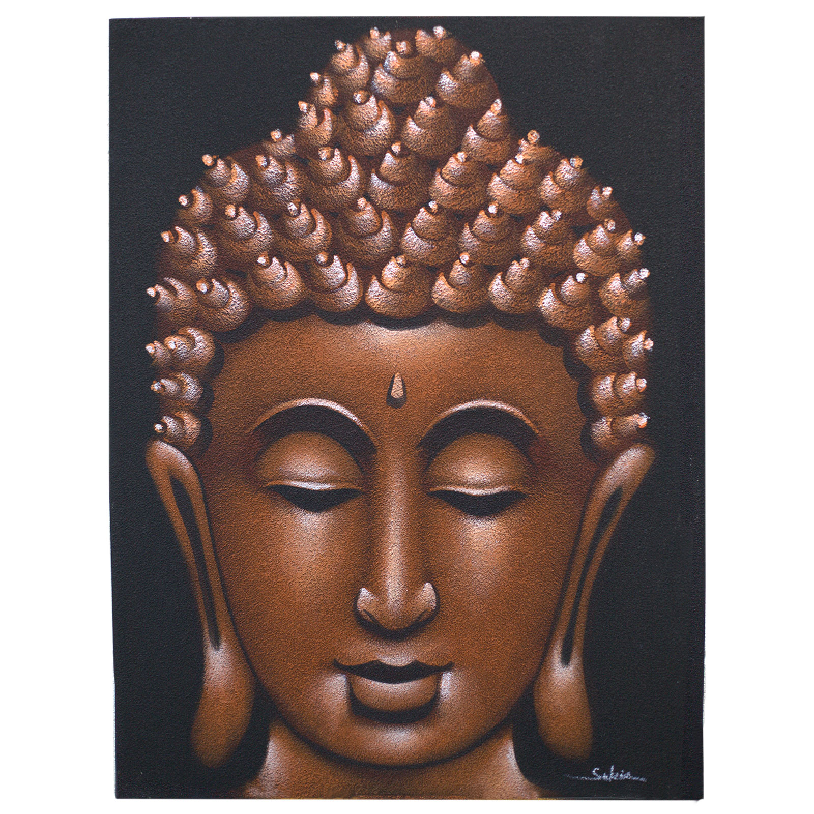 Buddha Painting - Copper Sand Finish - Click Image to Close